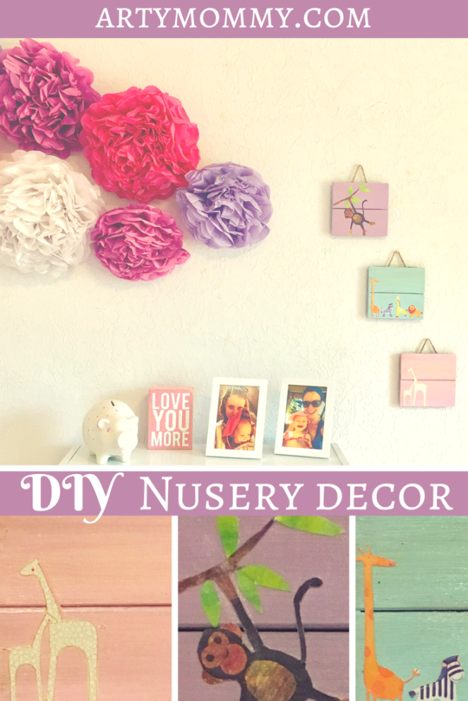 DIY nursery decor upcycling baby shower cards to make wall plaques
